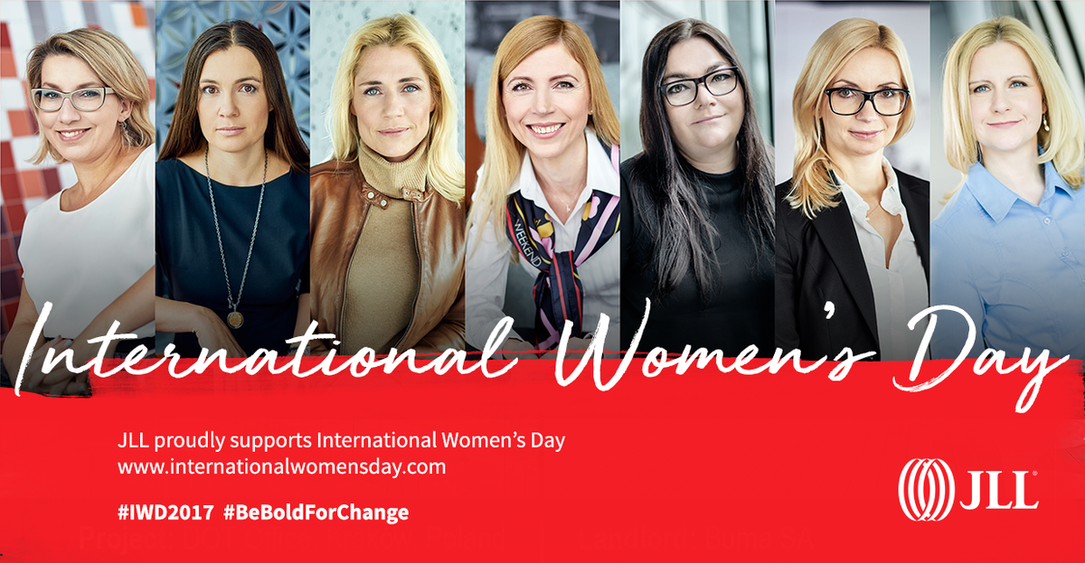 JLLPoland's tweet photo. JLL celebrates International Women's Day. #ProudToBeJLL #IWD2017 #BeBoldForChange https://t.co/MbCIqyvaEt