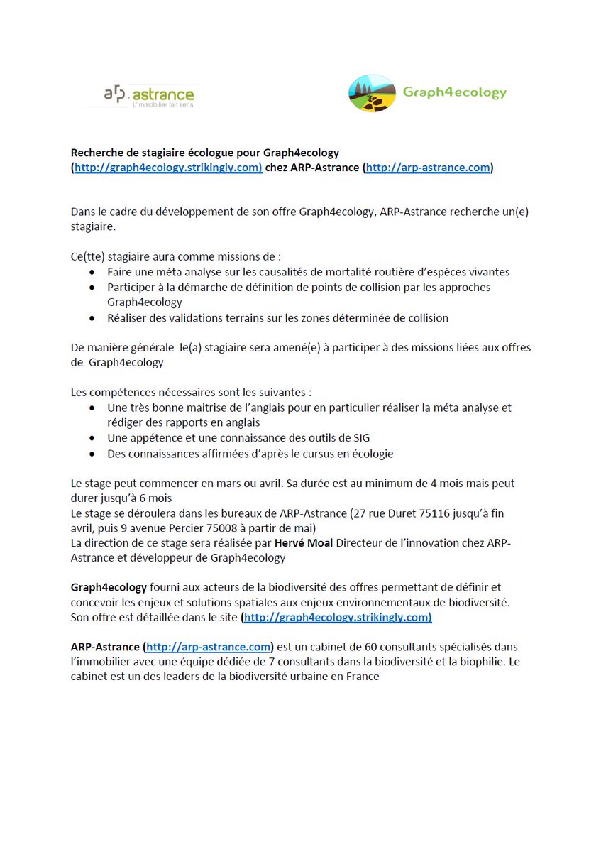 Arp Astrance On Twitter Annonce Offre De Stage Stagiaire