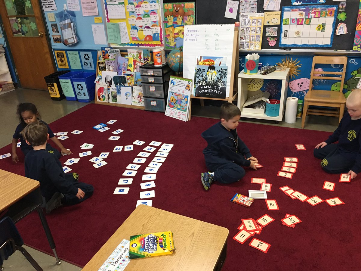 EmilyEbarker's tweet photo. Half of Kindergarten enjoying #blendedlearning time w/ @MrsCartolano_ic #teamwork #partnerlearning #smallgroupinstruction @icschool_online https://t.co/0QAA9Zxrlx