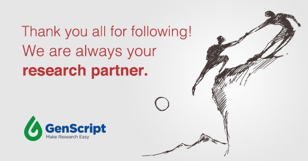 GenScript's tweet photo. Thank you all for following! GenScript is always your research partner and help you #MakeResearchEasy. https://t.co/Etqunqhelr