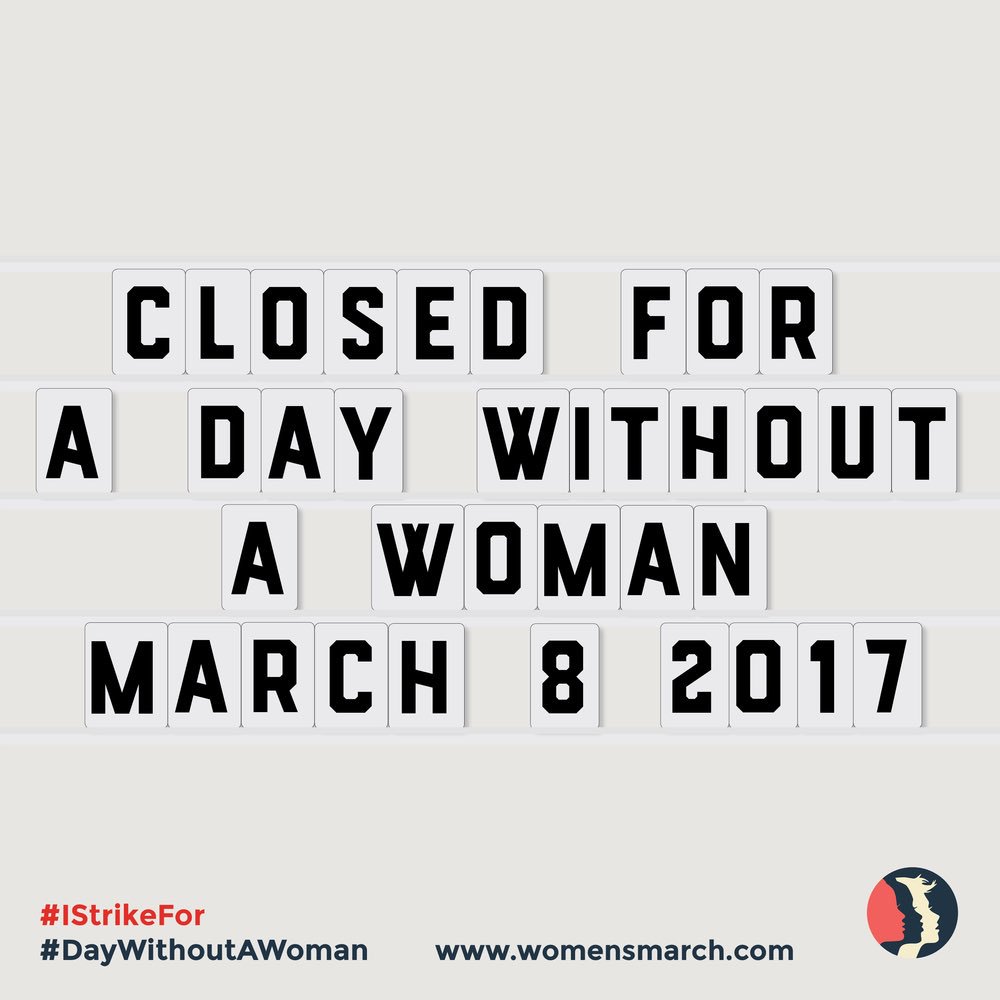 Today Pride &amp; Hochberg Women's Center will be closed for A Day Without Women &amp; PwC CDI will have limited staff of men identified individuals
