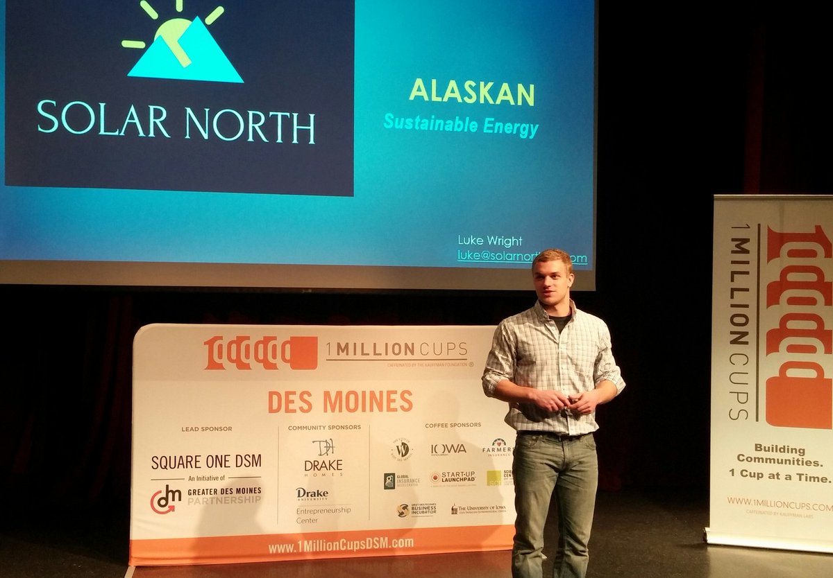 ClemenW's tweet photo. Today taking about #sustainable energy at @1MillionCupsDSM #SolarNorth #clemenwilcoxandassociates @PalomaSaco1 #Entreprenuership #STEM https://t.co/YMKP2vcMd1