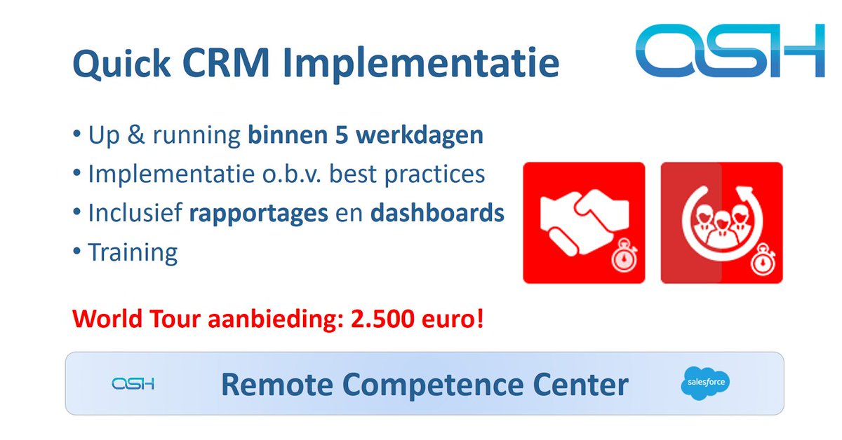 osh_solutions's tweet image. Een speciale aanbieding voor een Quick Implementation Package voor de @Salesforce World Tour Amsterdam!
osh.nl/salesforce/wor…