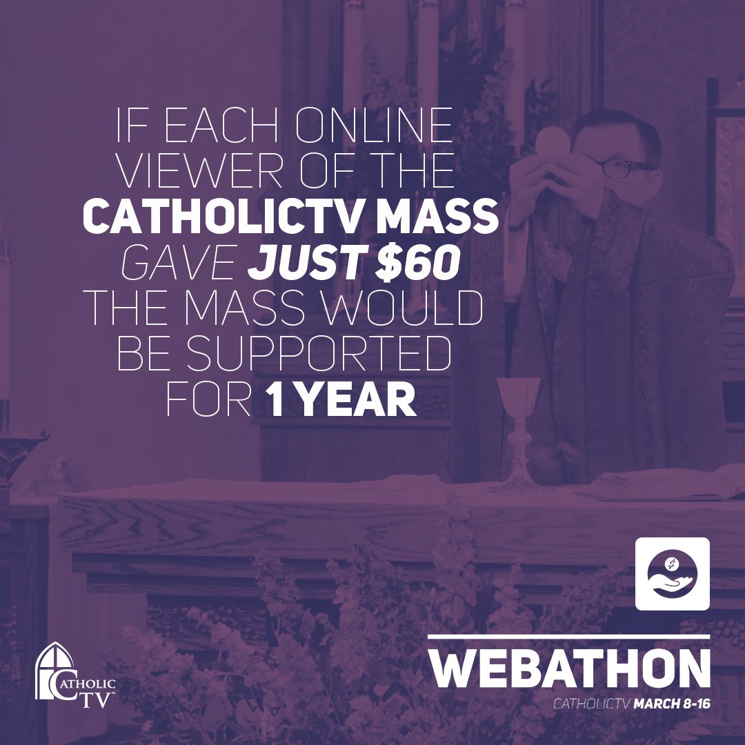 CatholicTV's tweet photo. If each online viewer of the CatholicTV Mass donated $60, it would be supported for 1 year. https://t.co/CLcBA6i1SZ https://t.co/jxl1ipfHuP