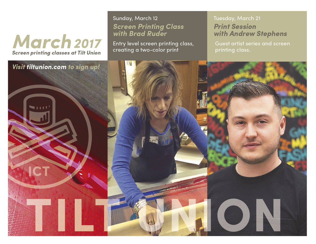 tiltunion's tweet photo. We have two screen printing classes this month, including a workshop this Sunday, Mar 12! Sign up to reserve a spot: https://t.co/tc5hkMTTRR https://t.co/PI1O46Qan5