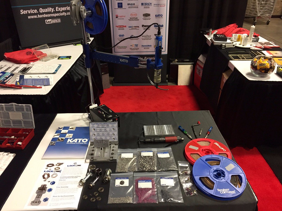KATOFastening's tweet photo. Today is the last day at #AeroDef for KATO @ Booth 452! Make the switch to #Tangless inserts! https://t.co/yi38vNdq58 Lower your cost today! https://t.co/ywgQ8txTwG