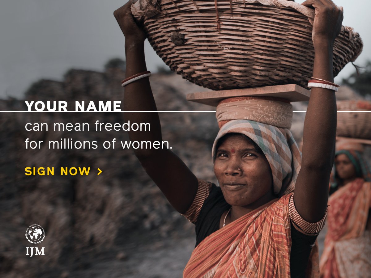 Put your name on the line for women everywhere! On #InternationalWomensDay, sign the petition to end modern slavery. freedomcommons.ijm.org/action-alert/e…