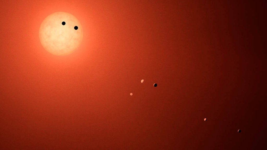 NASA's tweet photo. Want more on the recently discovered 7 Earth-size planets orbiting a dwarf star? @NASAKepler data released. Details: https://t.co/nDLHpMYCby https://t.co/DO3aOpF0N4