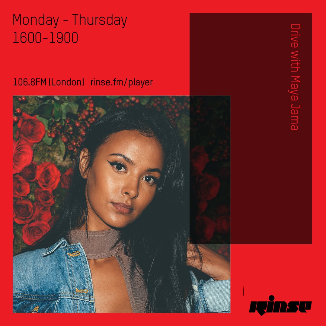 RinseFM's tweet image. Coming up from 4PM it's @MayaJama on rinse.fm/player and 106.8FM #DriveWithMaya