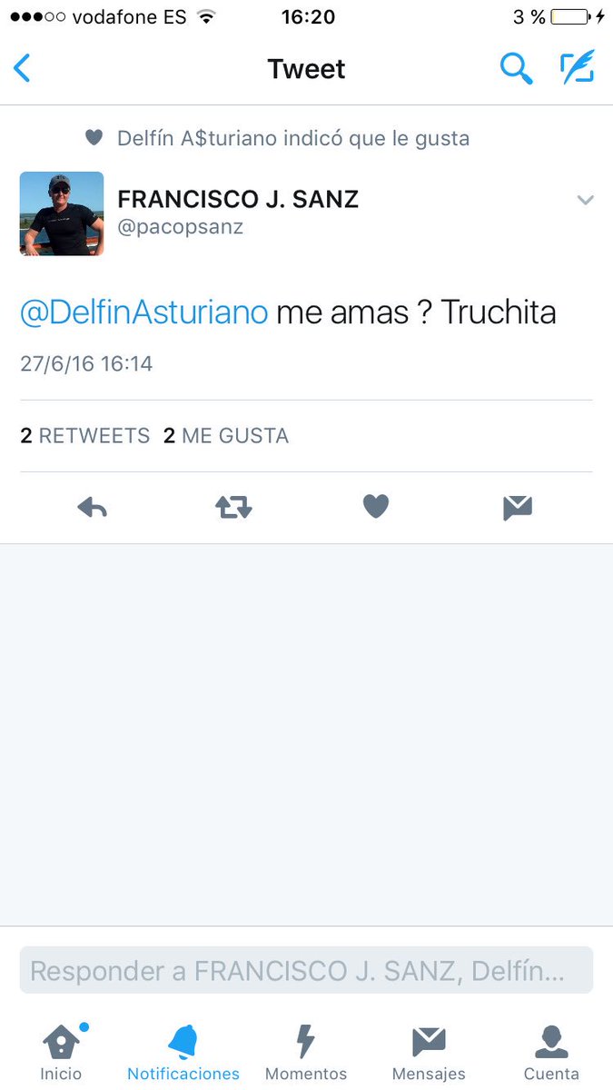 DelfinAsturiano's tweet photo. Jejjejeje @paco_sanz me parece ke el que esta punto de ser truchita eres tu.. Te van a poner fino filipino el ojal en el talego https://t.co/j6DRDMHia7