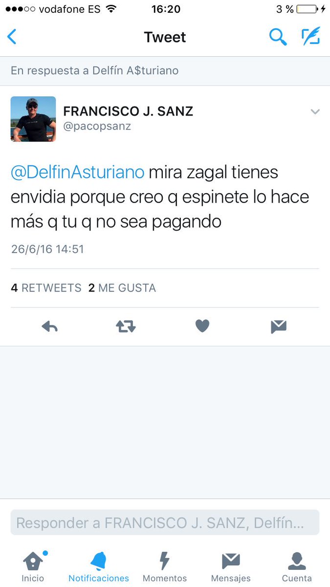 DelfinAsturiano's tweet photo. Jejjejeje @paco_sanz me parece ke el que esta punto de ser truchita eres tu.. Te van a poner fino filipino el ojal en el talego https://t.co/j6DRDMHia7