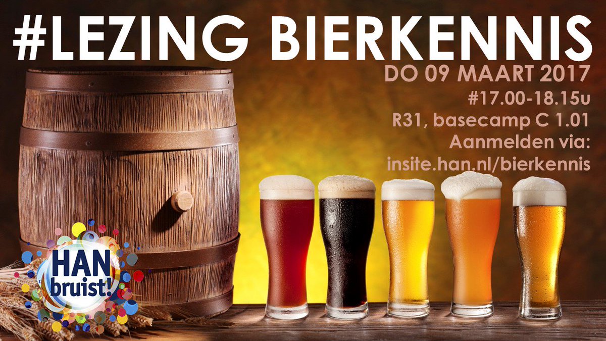 Interessant voor iedereen die zin heeft in een leuke en informatieve lezing over bier. #HANNL #HANbruist #Bier #Student #Medewerker #Arnhem