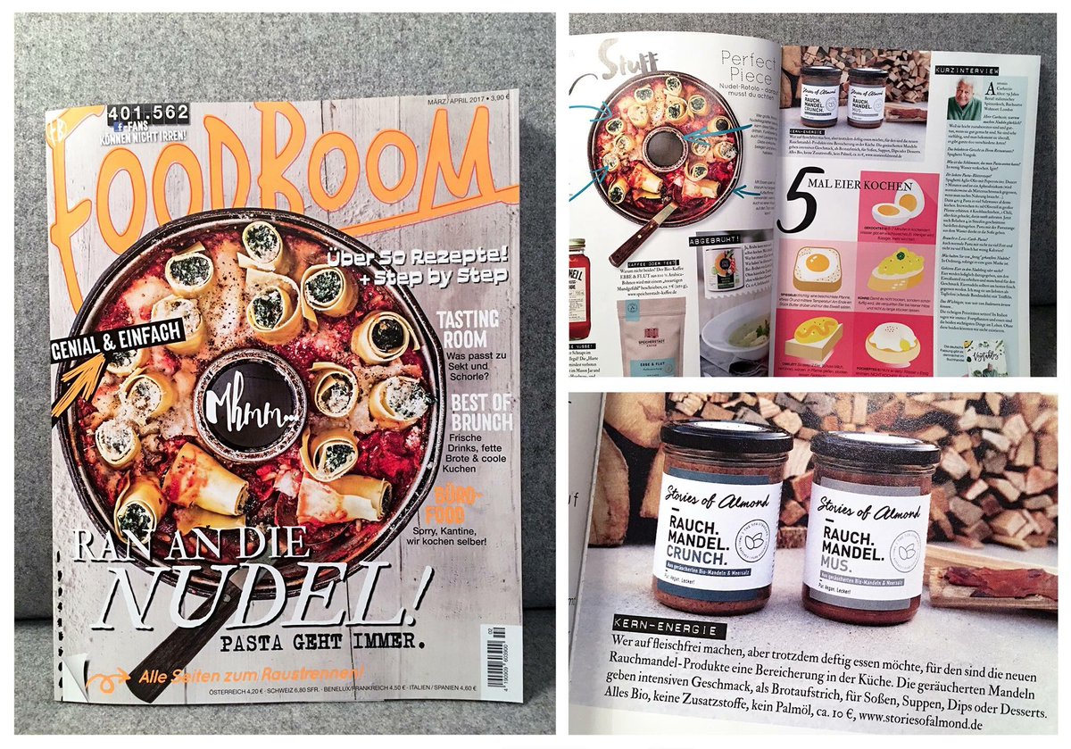 YAY!!!! Wir sind im aktuellen #foodboommagazin !!! #storiesofalmond #rauchmandel #mandelcrunch #vegan #bio #hotstuffaufseiteneunoben
