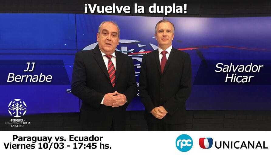 Desde este viernes vuelve LA DUPLA ! <a href="/JotaJotaBernabe/">J.J. Bernabé</a> @SalvadorHicar Paraguay vs Ecuador <a href="/rpc/">rpc</a> <a href="/Unicanal/">Unicanal</a>  Albirrojita #Sub17Py #JJSalvador