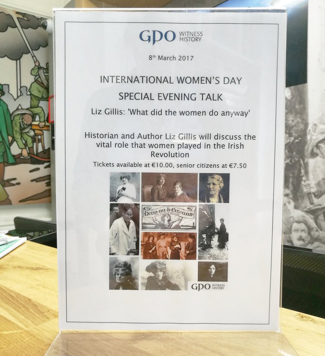 gpowithistory's tweet photo. Today!! A talk with @lizgillis191623 @ 5.30! There are a few tickets still available! #GPOEvents #InternationalWomensDay #BeBoldForChange https://t.co/rEHPFejWgC