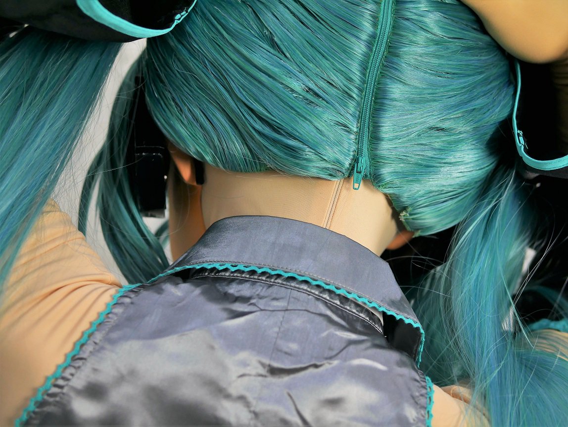 着ぐるみ マスク ツインテール 後ろファスナー 美少女 着ぐるみ マスク