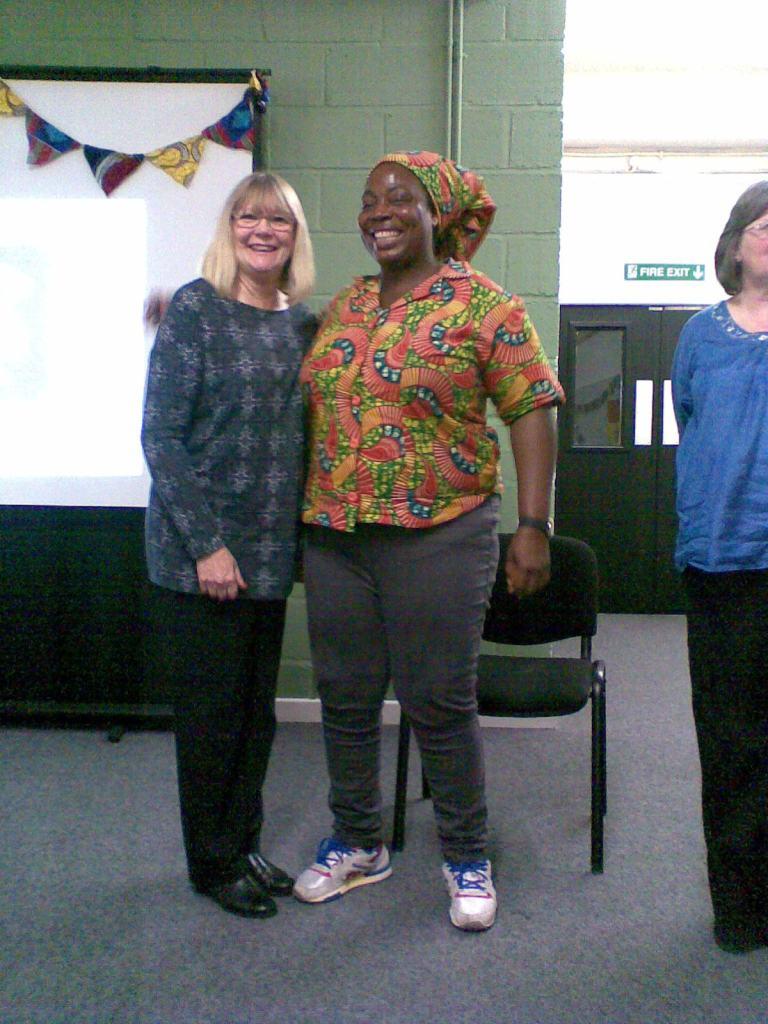 Hazel from <a href="/GatewayDurham/">Gateway World Shop</a> with Linda from Kuapa <a href="/KuapaKokoo/">Kuapa Kokoo</a> at <a href="/traidcraft/">Traidcraft</a> on Monday just gone #FairTradeFortnight