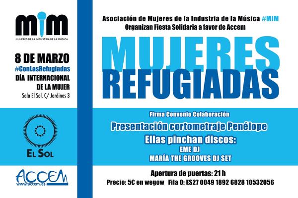 ¡HOY! Fiesta Solidaria a favor de <a href="/Accem_ong/">Accem</a>: Mujeres Refugiadas. Entradas en <a href="/wegowES/">wegowes</a> goo.gl/apl008 #DiaInternacionalDeLaMujer 👩