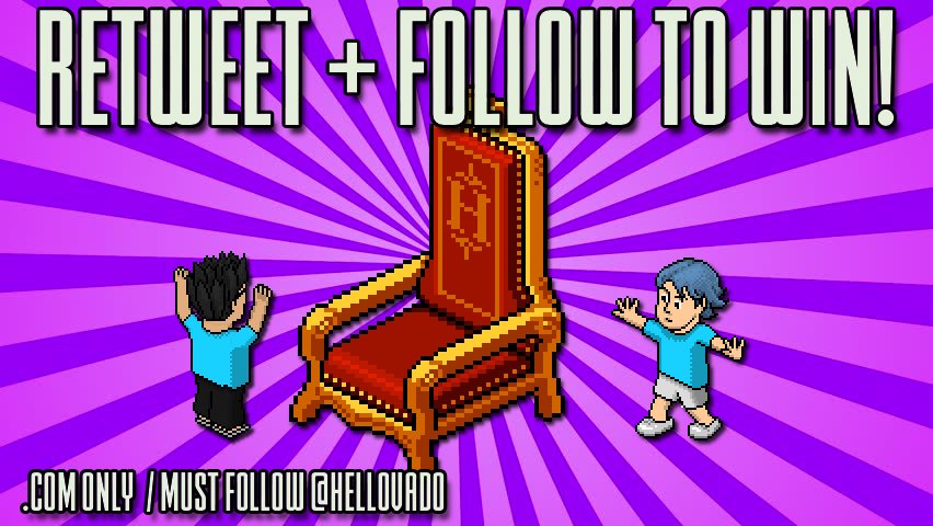 HelloVado's tweet photo. RETWEET + FOLLOW TO WIN! #HABBO THRONE! @Habbo.COM ONLY. ENDS 20th MARCH. #VadoRTComp #TheLifeOfVado https://t.co/soK5s7jC0l