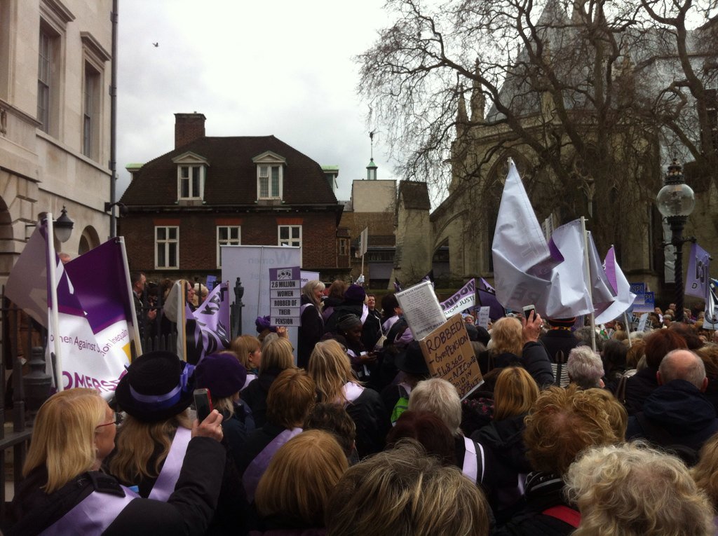 WASPI_Campaign's tweet image. Astonishing scenes outside @HouseofCommons right now as #WASPI women demonstrate about their unjust treatment.