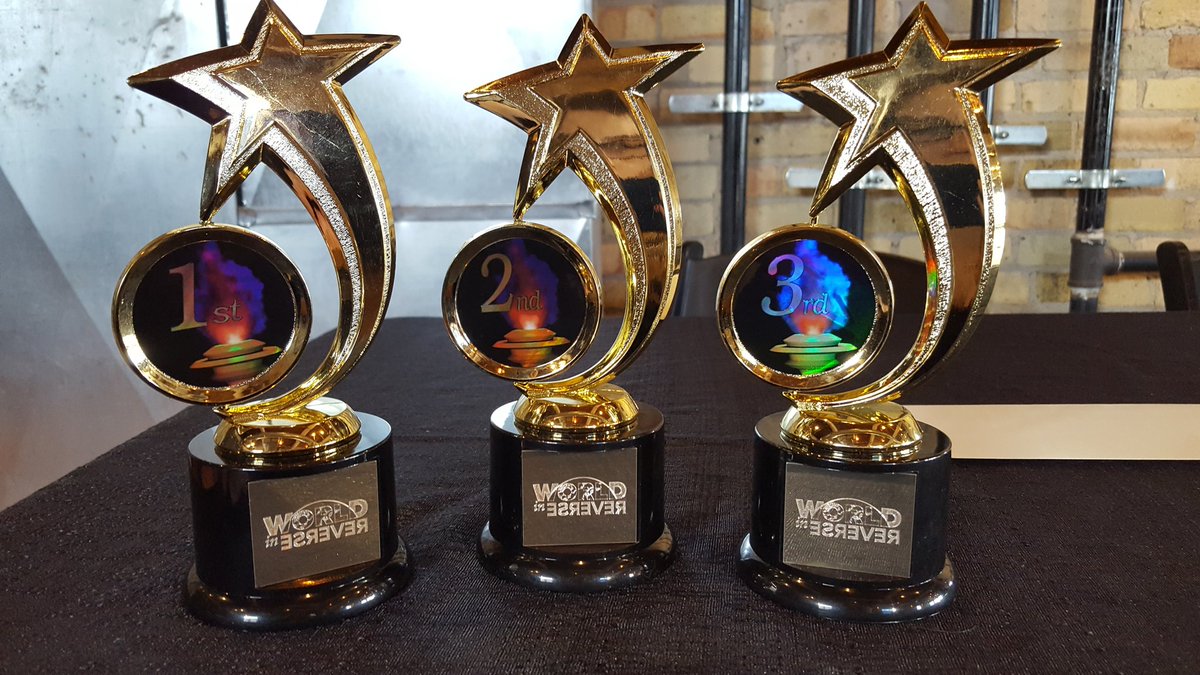 Voices_2017's tweet photo. Trophies have arrived, venue is set, #voices2017 starts in just under 2 hours! #worldinreverse https://t.co/6MzaeAVKbo
