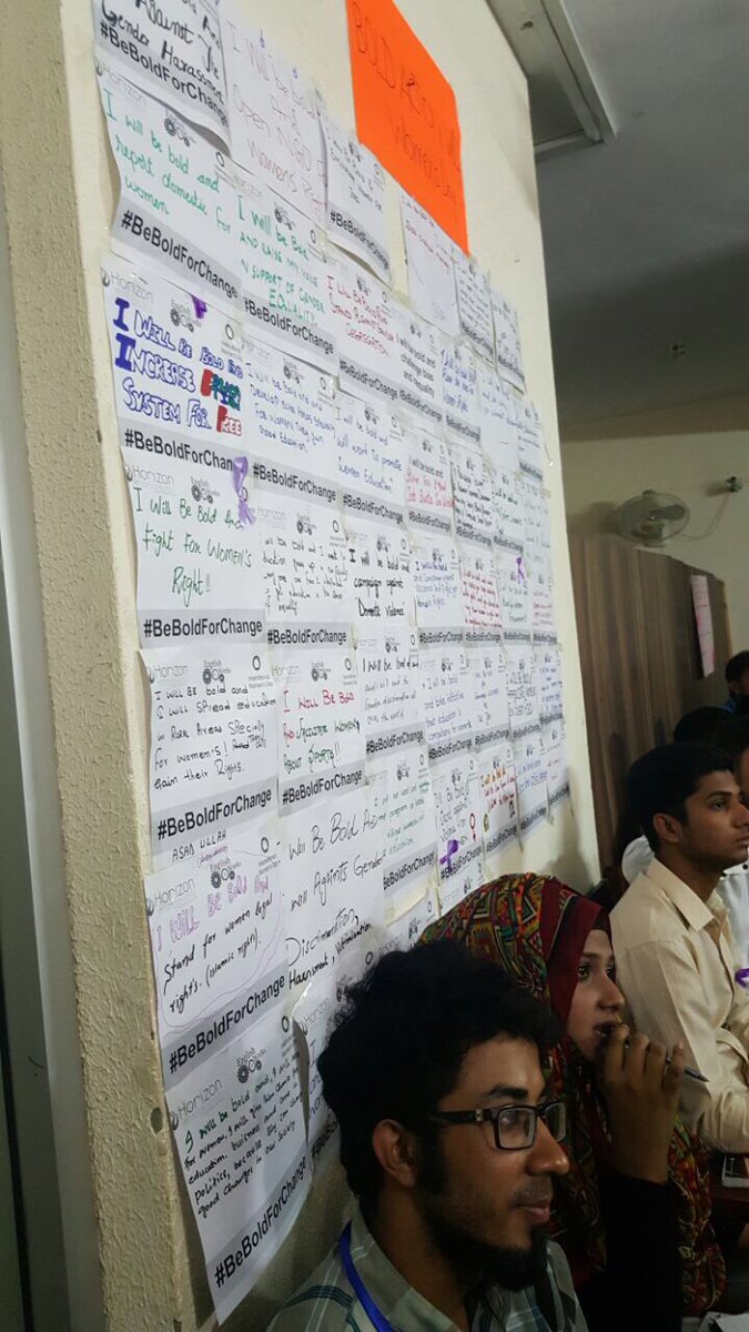AnumFaheem's tweet photo. #BeBoldForChange wall in #englishworks class @Horizon_WA @usconsulatekhi #IWD https://t.co/HvBsmgaFOn