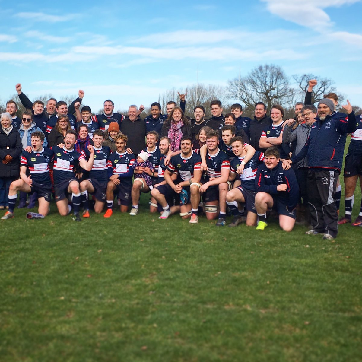DoncasterKnight's tweet photo. 💪🏆😊| Big celebrations for the @DCAcademySport lads with friends and family after their 21-15 #BUCS Plate Final win over Durham. #COYK https://t.co/sJTOq6W59z