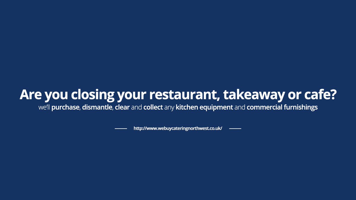 Are you selling commercial kitchen equipment or furnishings within the Northwest?? Please contact us today. Tel: 01925 656192
