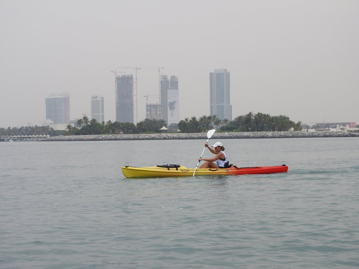 Elisa paddling her way through the #palmjumeirah <a href="/rtmkayaks/">RTM Kayaks</a> #dxbpaddling #Kayak