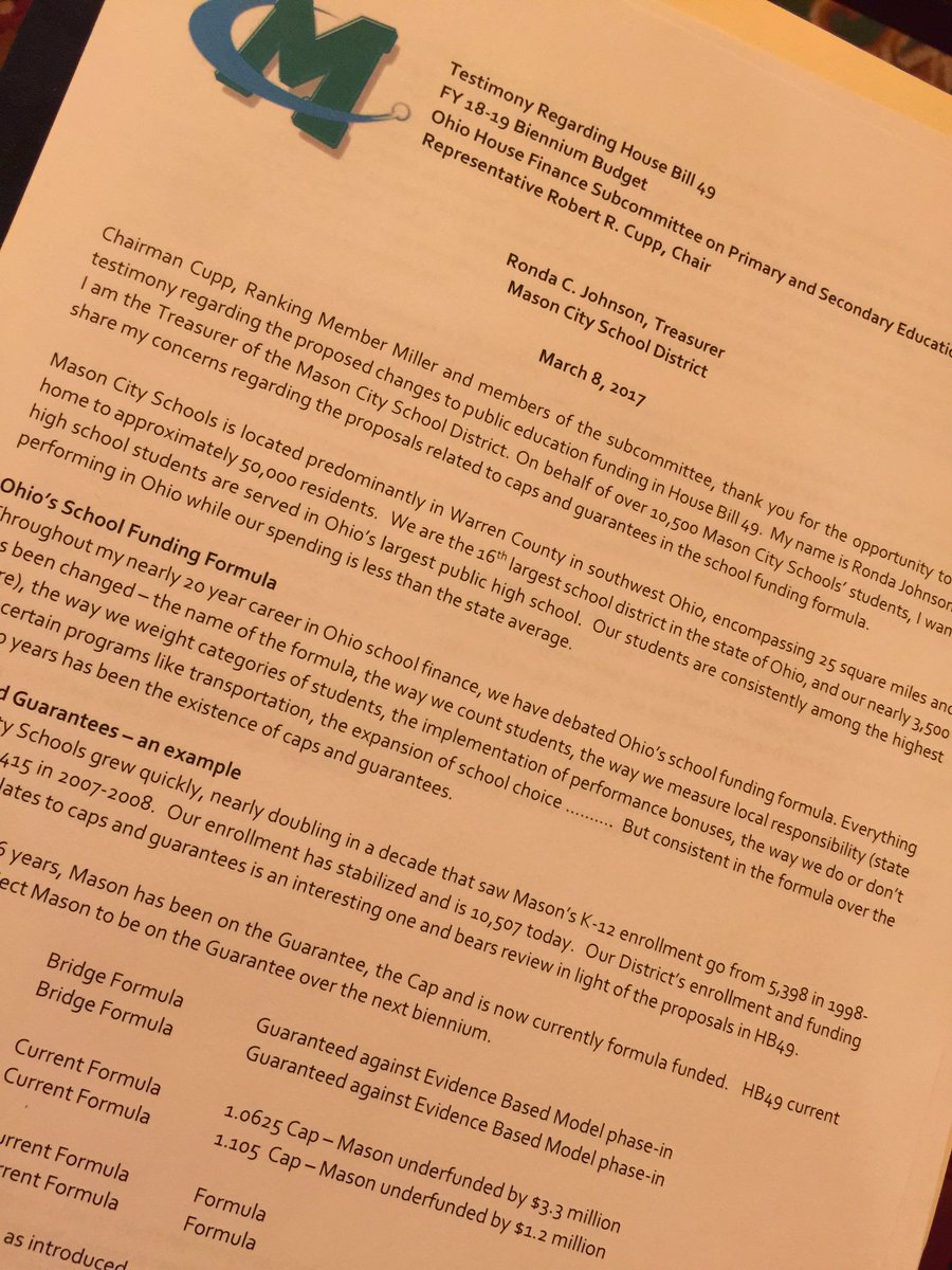 johnson_r2's tweet photo. Kicking off state biennium budget advocacy for @MasonSchools. Testimony starts in the Primary &amp; Secondary Ed subcommittee of House Finance. https://t.co/v9uaHKhnJt