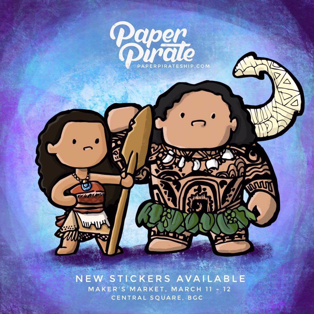 marycruzing's tweet photo. Set your sails this weekend for the #MakersMarketPH bazaar!! Get your very own #Moana and #Maui sticker from #PaperPirate!! See you there! https://t.co/txTPn4Y4et