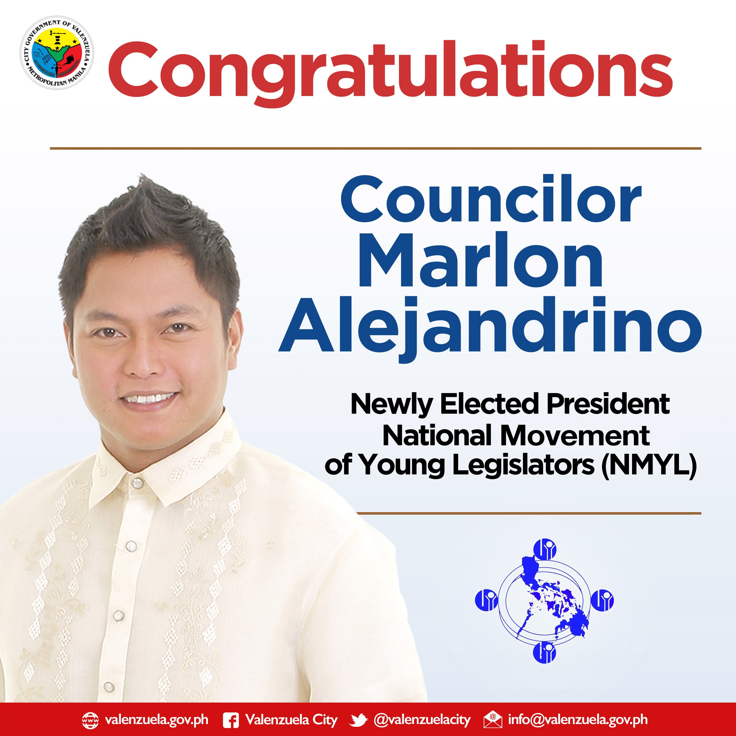 Valenzuela City on X: Valenzuela City 1st district Councilor Marlon  Alejandrino is the newly elected president of the National Movement of  Young Legislators #NMYL  / X