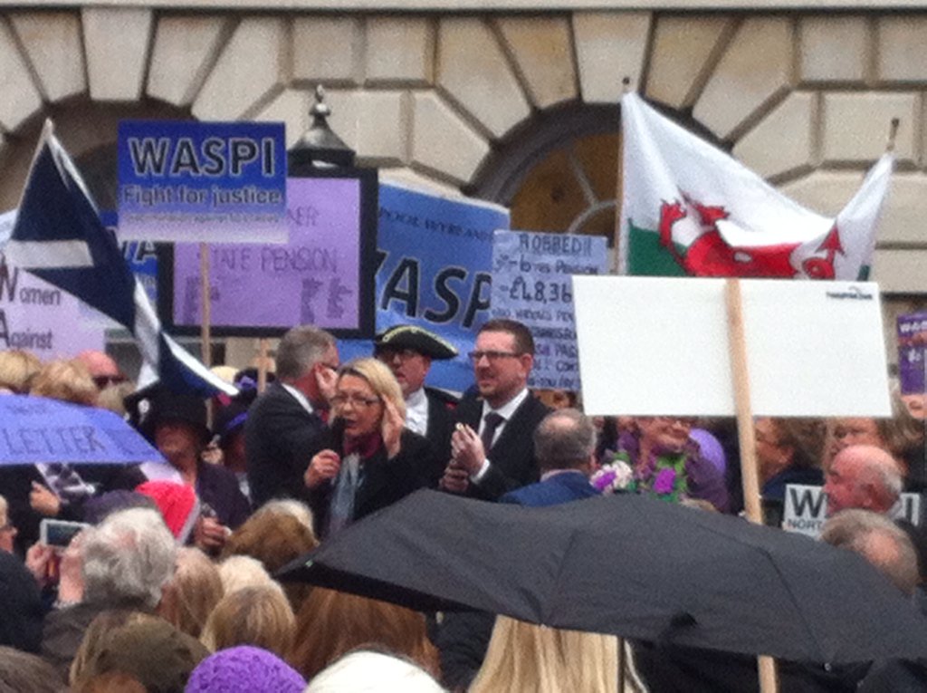 WASPI_Campaign's tweet image. Wonderful supportive words from @KeeleyMP and @GwynneMP for the huge #WASPI crowds at Westminster for #IWD2017