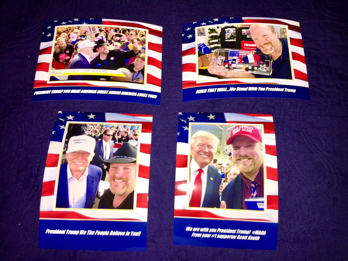 ScottSaxman1's tweet photo. .These are my Post Cards I had made to send out to @POTUS Trump today for #operationtrumpcard πΊπΈπΊπΈTo show support for President Trump #MAGA https://t.co/0EPcWUYOzT