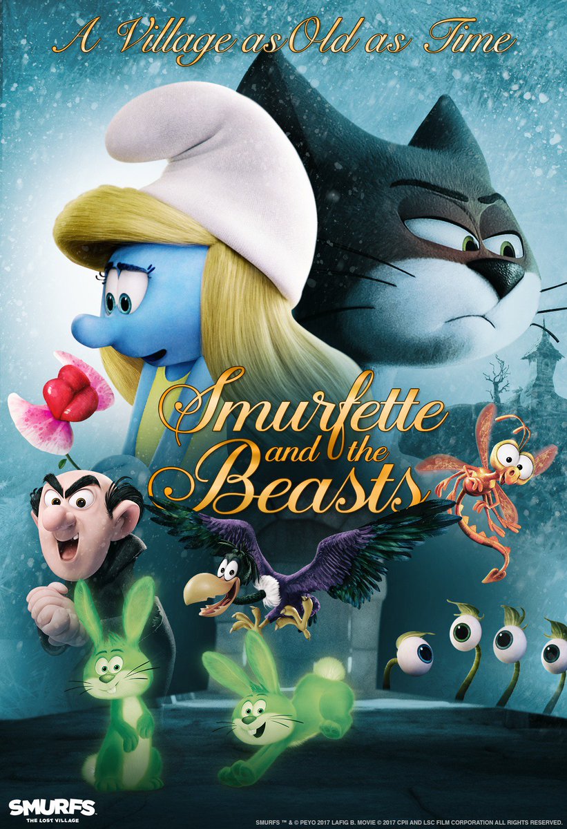 SmurfsMovie's tweet photo. A village as old as time. “Smurfette And The Beasts”, in theaters April 7. #SmurfsMovie 😾🌹 https://t.co/4ua649f1MT