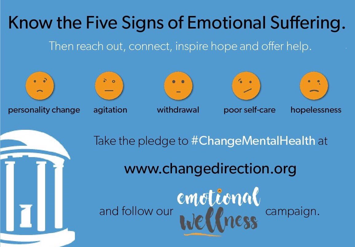 Rethink_UNC's tweet photo. Be part of our #EmotionalWELLness Campaign - pledge to #KnowTheSigns of Emotional Suffering and #ChangeMentalHealth: https://t.co/J9S9o0oHXH https://t.co/J135gP1WLR