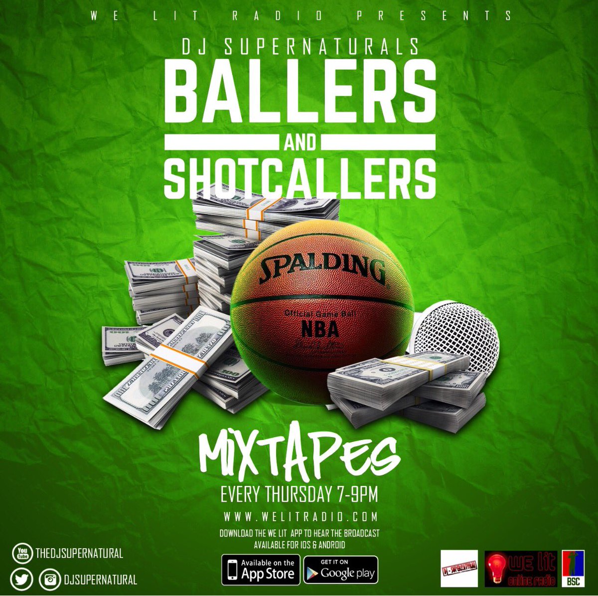 DJSUPERNATURAL's tweet photo. Want your songs played on @WeLitRadio #HipHopTimeMachine #Ballersandshotcallers #mixtapes send music to iamsupernatural1@gmail.com https://t.co/R9wVMt8dFa