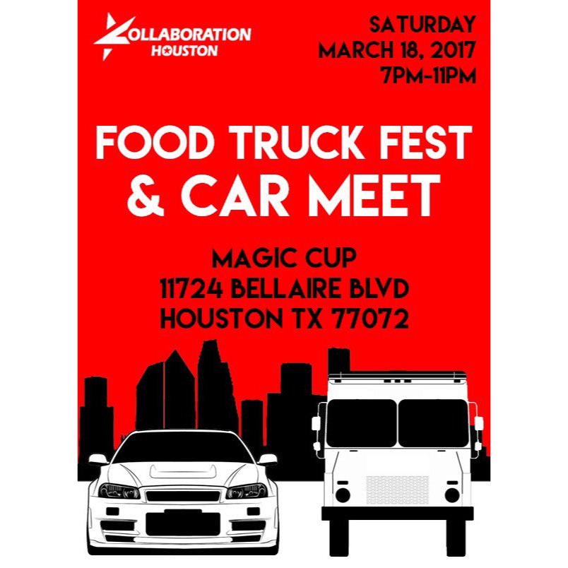 Hey everyone! Come to <a href="/MagicCupTX/">Magic Cup Cafe</a> this Saturday for our Kollaboration Houston Food Truck Fest/Car Meet!