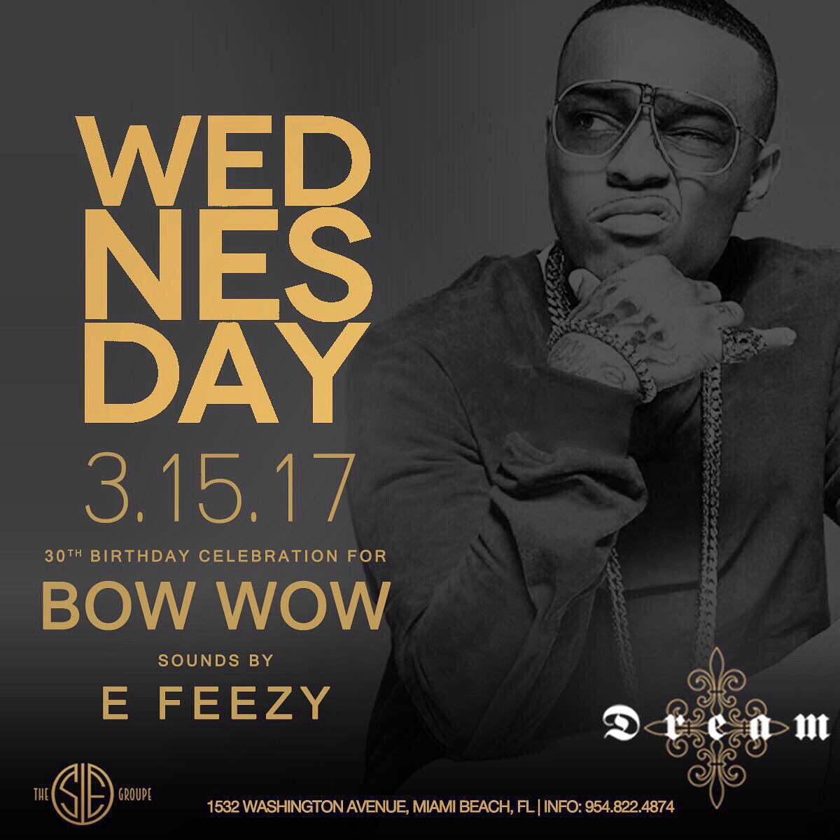 smoss's tweet photo. Miami the party continues.... tonight we take over @DreamMiamiFL #bowwow30bday #allmarchlong https://t.co/fc9nExAnU2