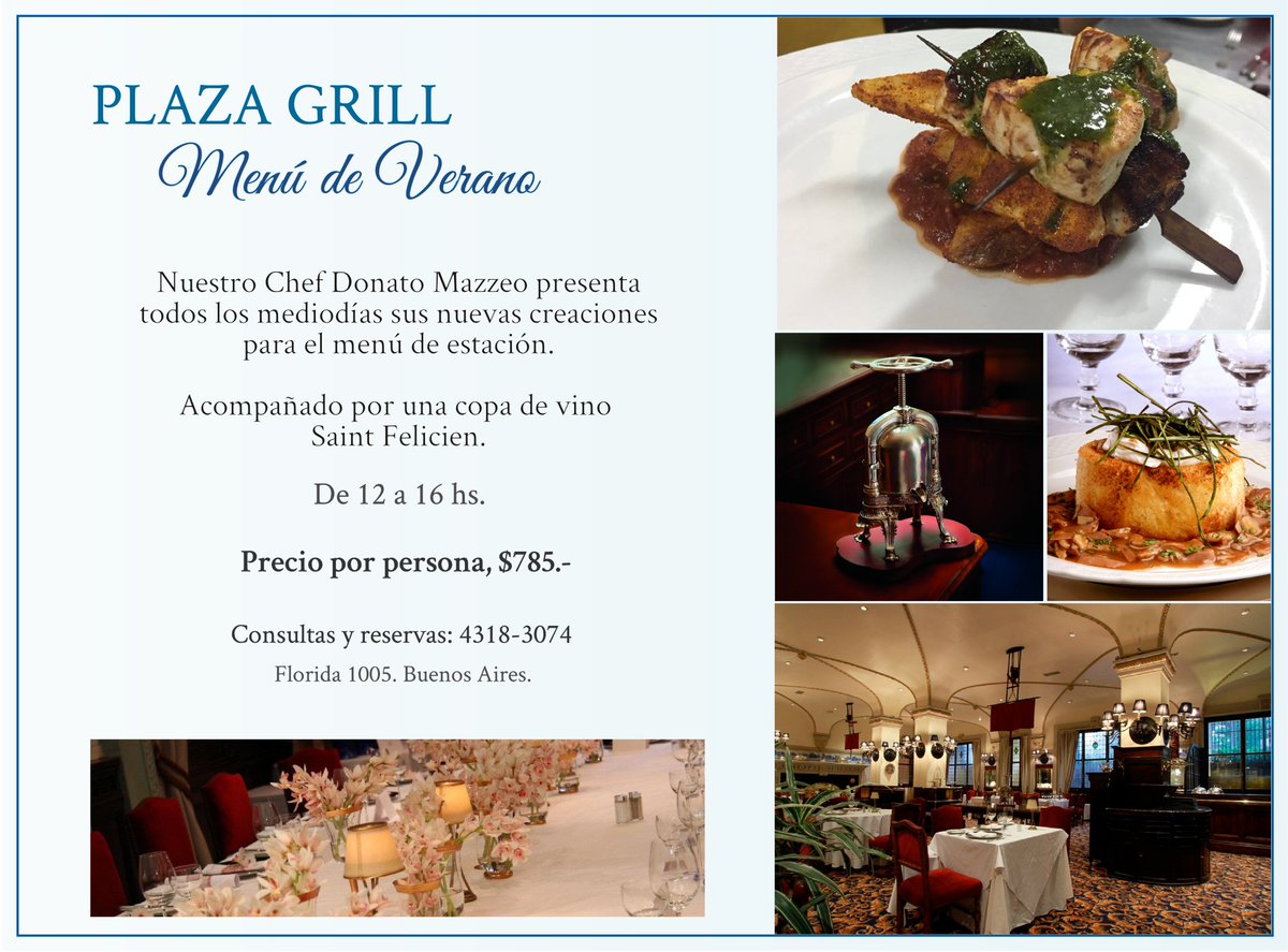 Mediodías en el #PlazaGrill! <a href="/PlazaRest/">PlazaHotelRestaurant</a> <a href="/Dgabrielmazzeo/">DonatoMazzeo</a>