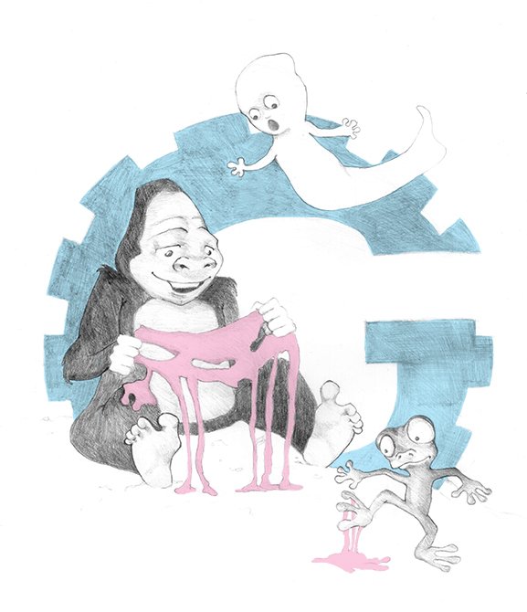 TamishaFM1's tweet photo. Special request from my son to draw something for the letter G.   G is for ghost, gorilla, gecko and gum. #illustration #kidlitart #kidlit https://t.co/29nfaoDRAC