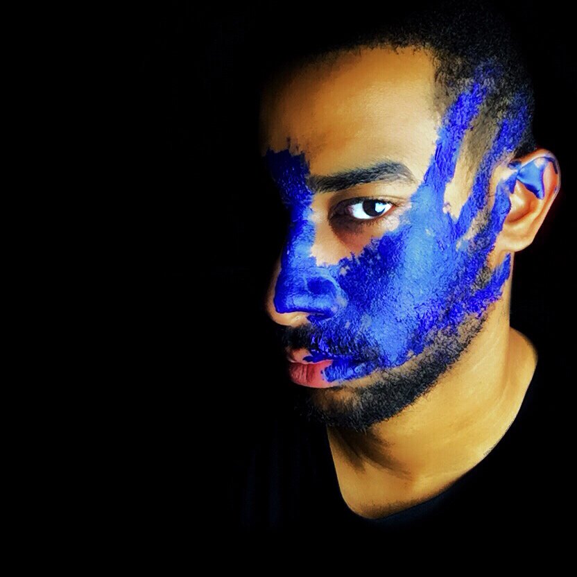 JordanKPaul's tweet photo. Messing around with some paint and #iPhoneEditing to make this self-portrait. any thoughts? 🖐🏾 #Slap #SmurfSlap #Paint #SelfPortrait https://t.co/hfoHQsxhBT