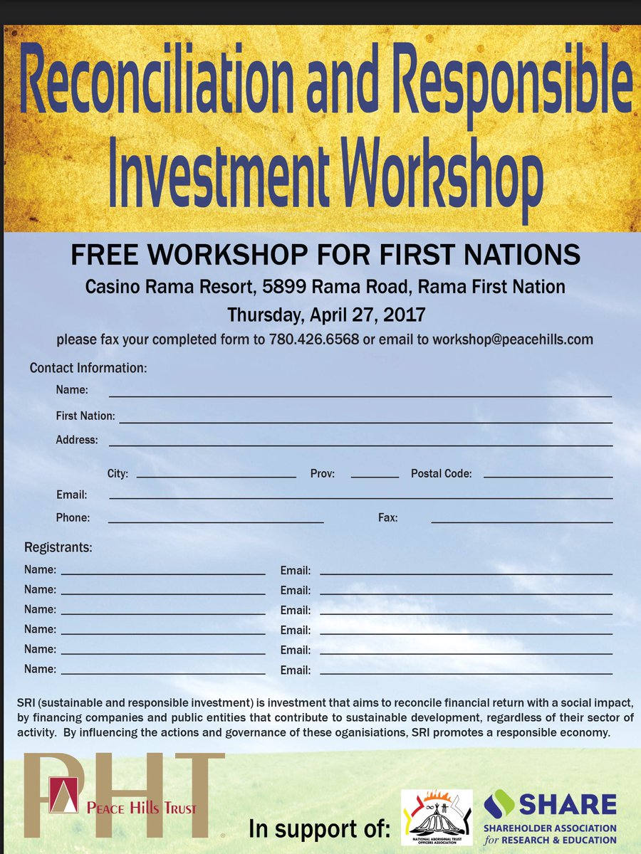 PeterRecollet's tweet photo. Free workshop for #Rama #trust #aboriginal #FirstNations 
https://t.co/PlKiBFGoFu
#CAMA2017Toronto #Sponsor
Welcome aboard @aboriginalmine https://t.co/9xEgVDudTm
