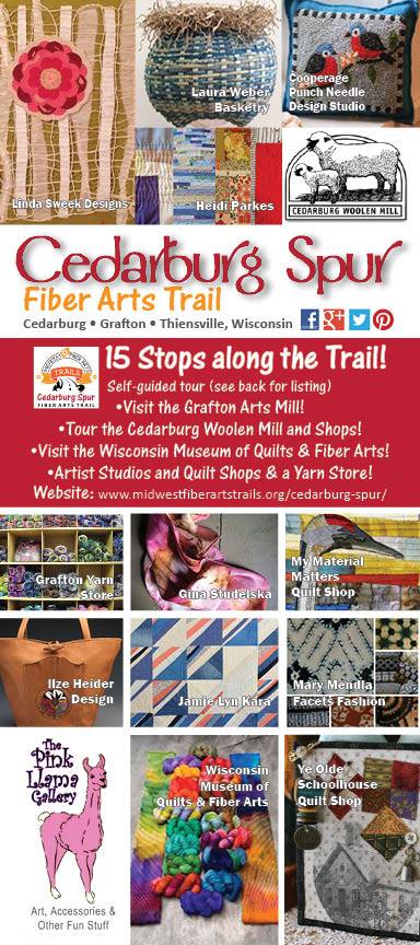Check out #fiberart CAG members during this tour 3/17 &amp; 3/18!  For more info see midwestfiberartstrails.org/cedarburg-spur/.