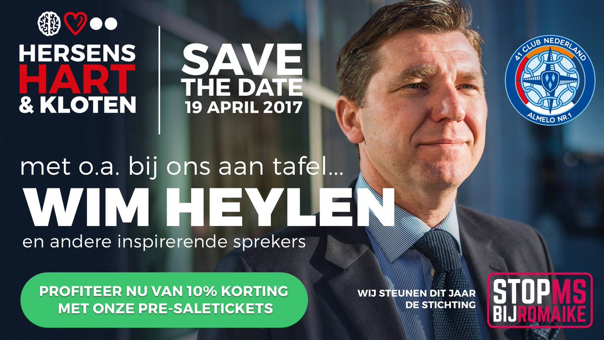 NEWSFACT: De 41 Club Almelo organiseert op 19 april de fundraising Hersens, Hart en Kloten (<a href="/HHKnl/">HersensHartKloten</a>) . Check: 41clubalmelo.nl