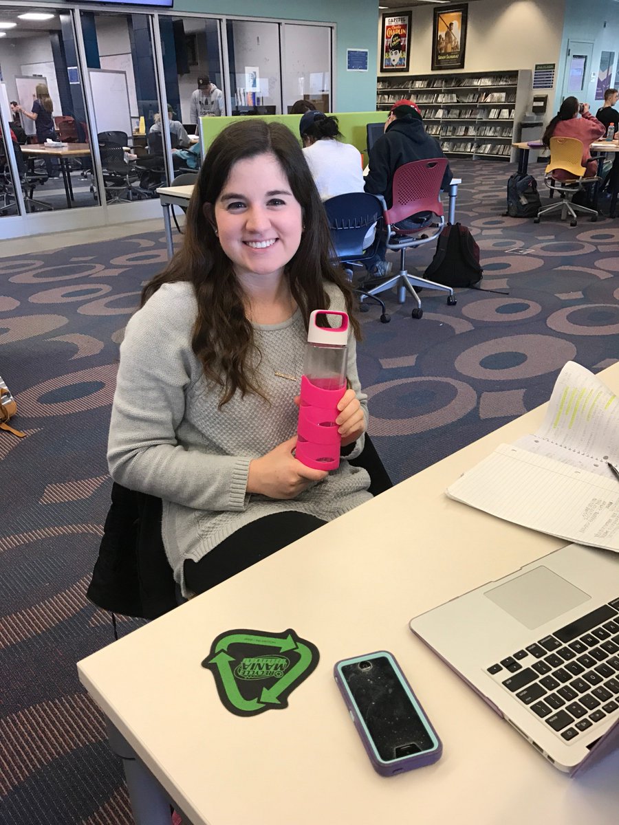 GCGoGreen's tweet photo. GC students have been caught #GreenHanded today. Keep those reusable water bottles handy! https://t.co/dP03nO9l3I