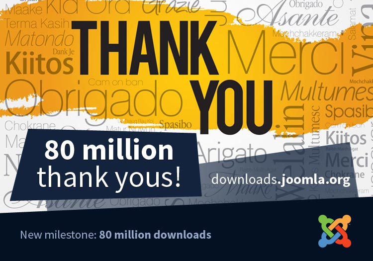 RobertJacobi's tweet photo. Eighty million! Eighty,000,000! 80 million! 80,000,000! However you say it, THANK YOU! #joomla @joomla #opensource #cms https://t.co/Nt5nDcbbEF