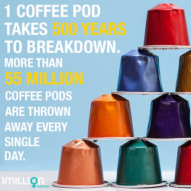 1millionwomen's tweet photo. That's 55 million #coffeepods saved if we all just stuck with a plunger today! Coffee pods cost about 3x more as well! https://t.co/UY5tFvCPFi