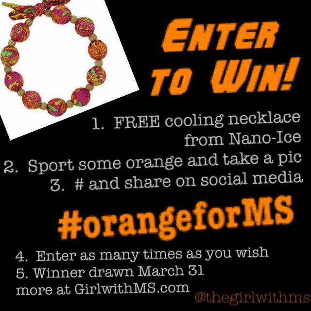 TheGirlWithMS's tweet photo. Enter to win! FREE cooling necklace from @Nano-Ice https://t.co/5KfBzfWuix
@RacetoEraseMS @MustStopMS
#0rangeforMS #MSpals #takethatMS https://t.co/zejnPwdprZ