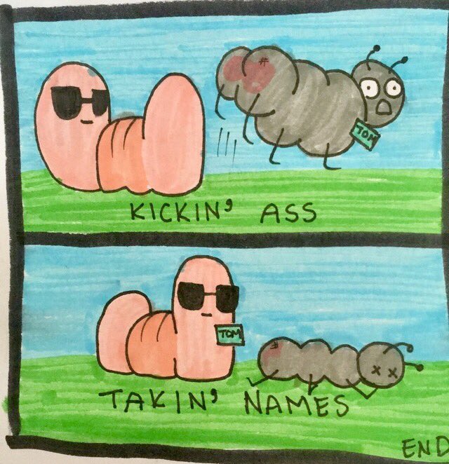 thecoolestworm's tweet photo. #comic #funny #coolworm #kickinass #takinnames https://t.co/3cZtAt2VCk